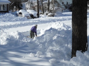 Jane shoveling